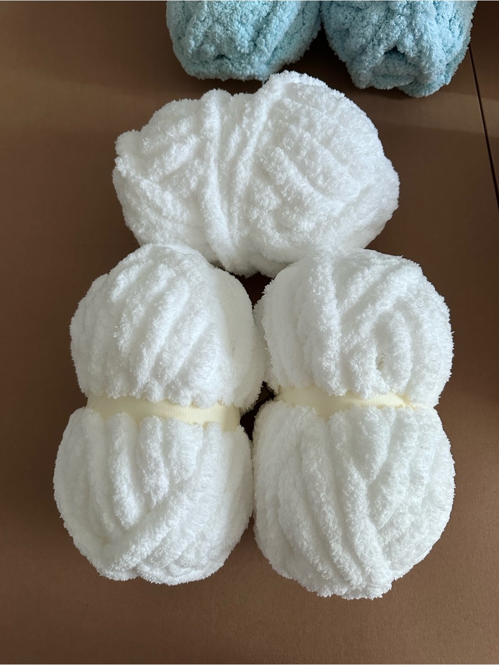 2+ Skeins Soft Plush Chenille Yarn Skeins - Pure White